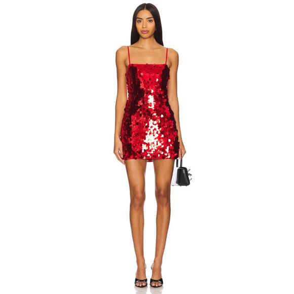 More to come Dresses & Skirts - Red Sequin Mini Dress with Spaghetti Straps